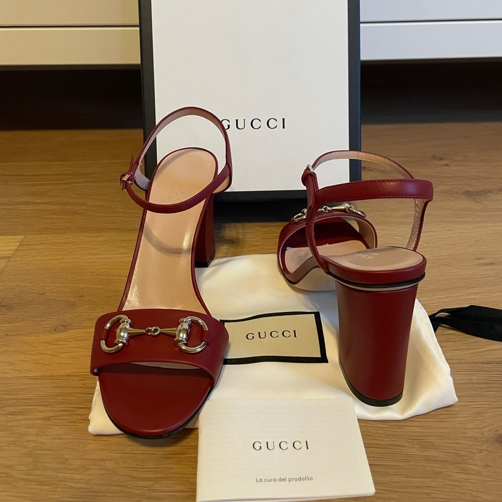 Authentic Gucci Horsebit 3.5” heels w/ anklestraps